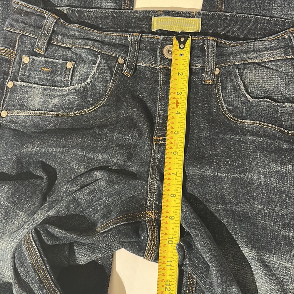 Department of Peace standard denim jeans sz 12 medium wash long inseam bootcut - Picture 5 of 9